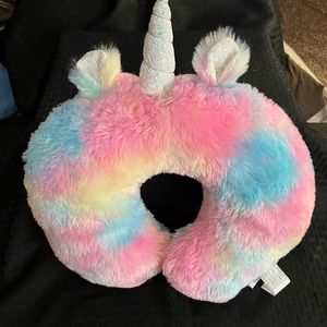ADORABLE UNICORN SPARKLY NECK PILLOW IN PASTEL RAINBOW COLORS